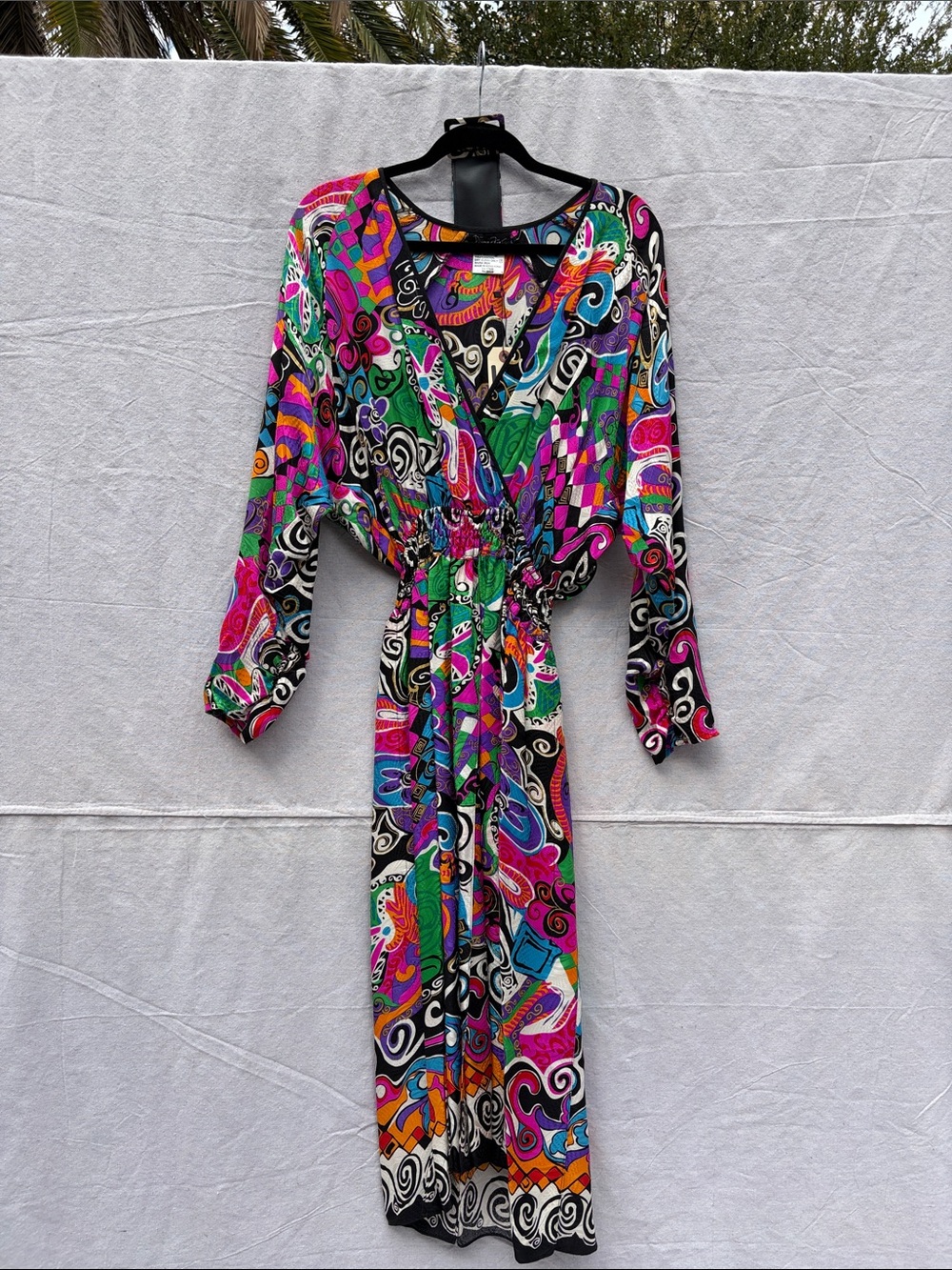 Vibrant Multi-Color Wrap Maxi Dress with Elastic Waist